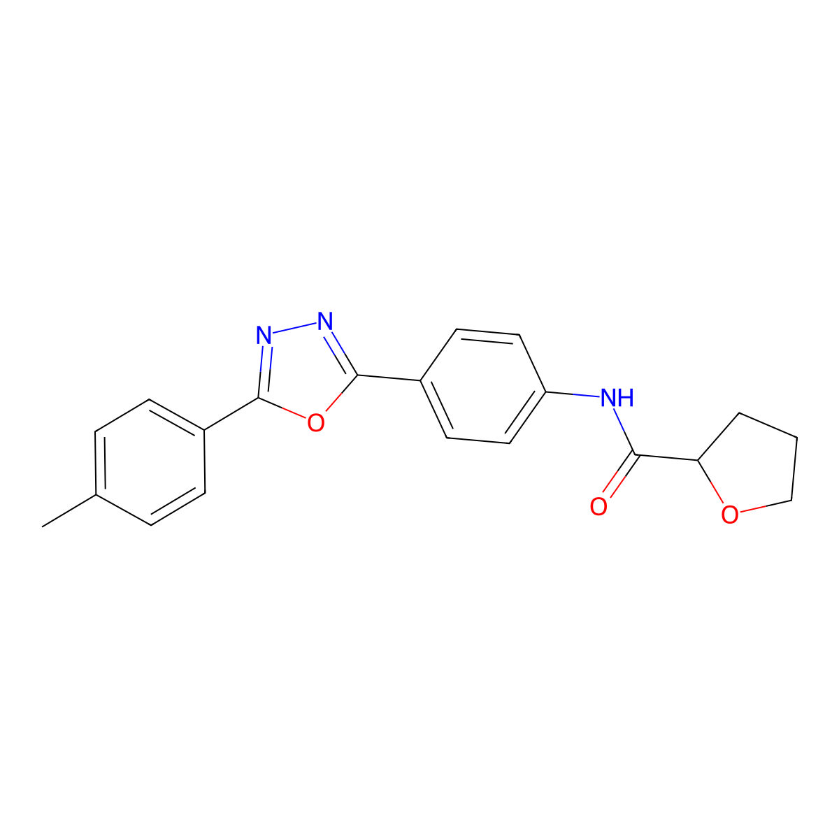 N-[4-[5-(4-methylphenyl)-1,3,4-oxadiazol-2-yl]phenyl]oxolane-2-carboxamide molecular structure, CAS 847469-12-9