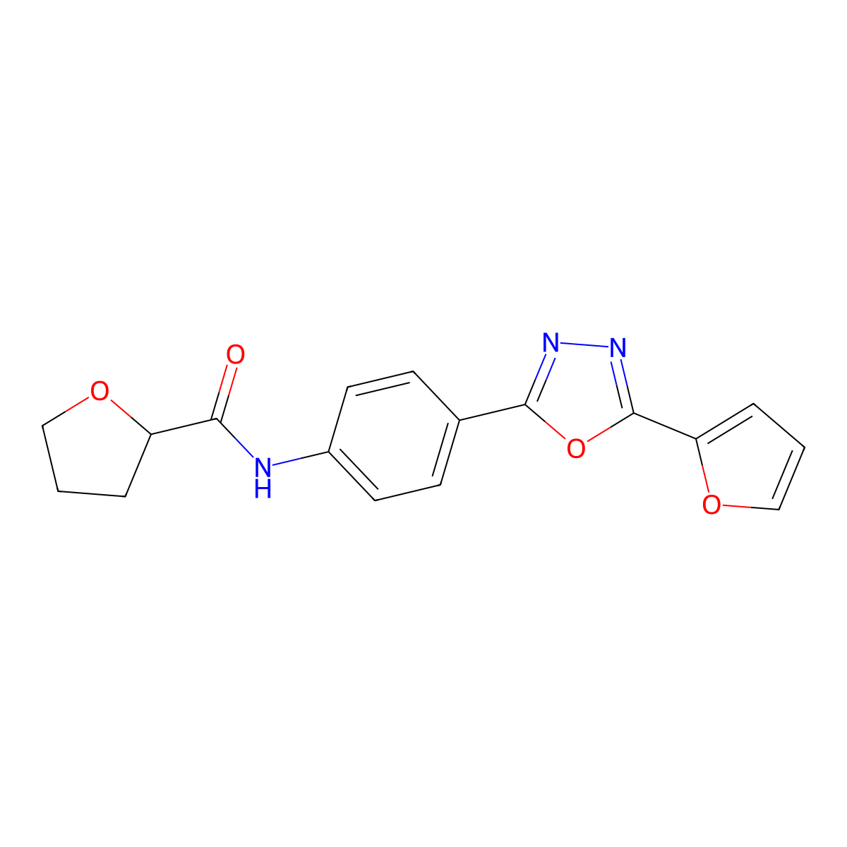 N-[4-[5-(furan-2-yl)-1,3,4-oxadiazol-2-yl]phenyl]oxolane-2-carboxamide molecular structure, CAS 847469-13-0