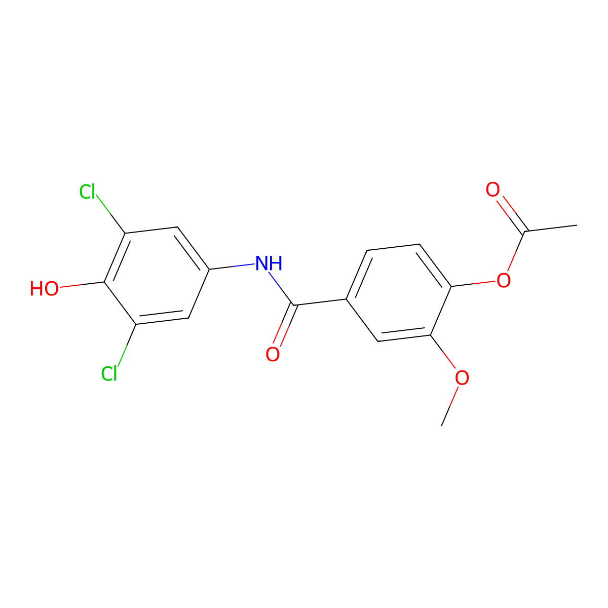 4-((3,5-Dichloro-4-hydroxyphenyl)carbamoyl)-2-methoxyphenyl acetate molecular structure, CAS 847469-21-0