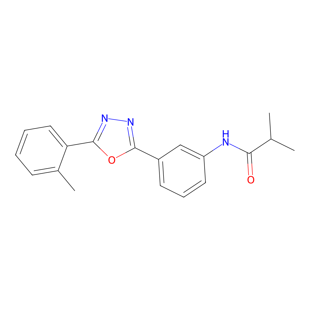 2-methyl-N-[3-[5-(2-methylphenyl)-1,3,4-oxadiazol-2-yl]phenyl]propanamide molecular structure, CAS 847469-32-3