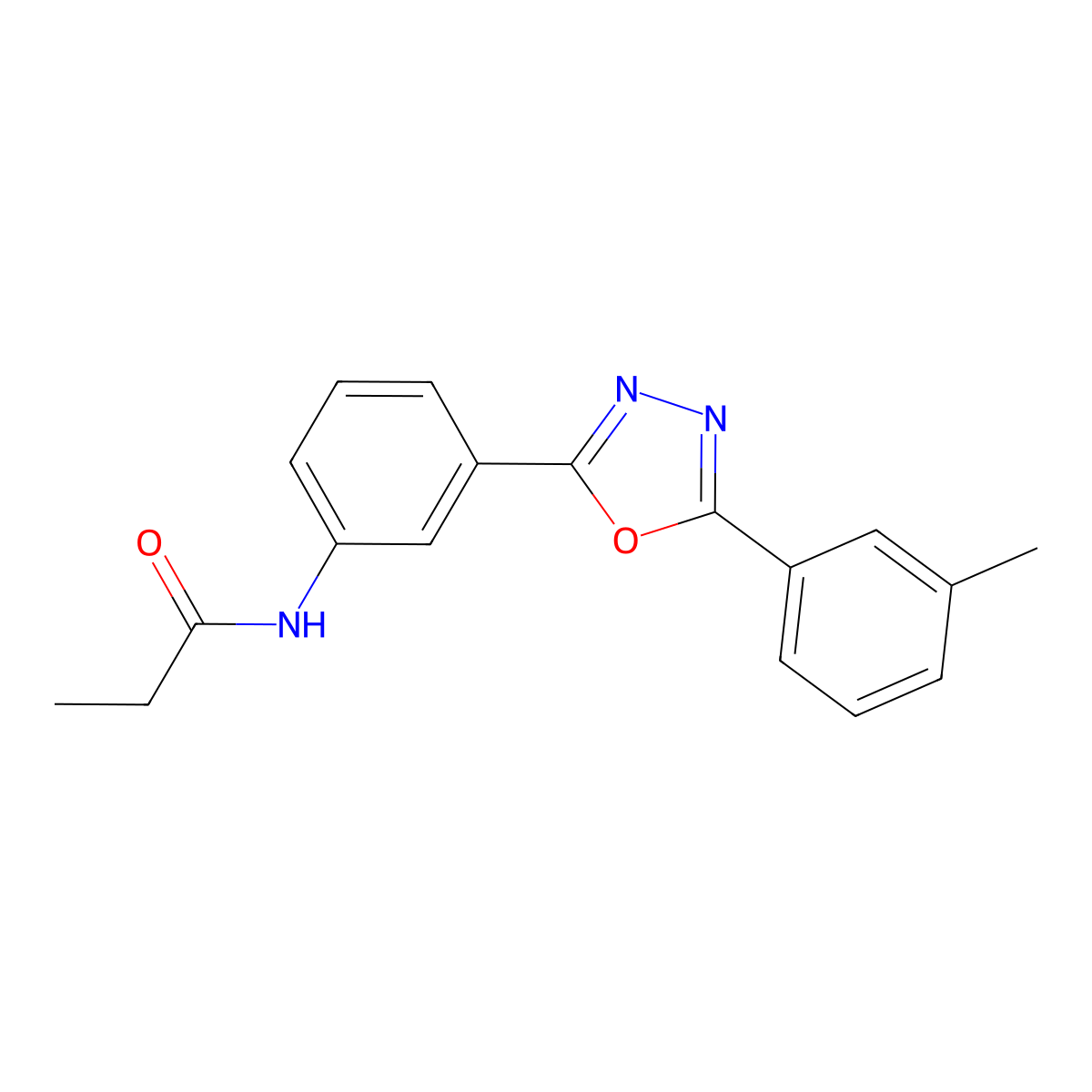 N-[3-[5-(3-methylphenyl)-1,3,4-oxadiazol-2-yl]phenyl]propanamide molecular structure, CAS 847469-36-7