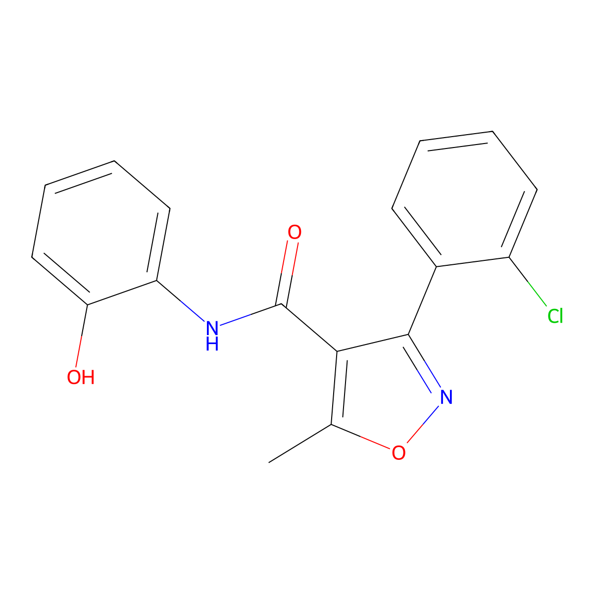 3-(2-chlorophenyl)-N-(2-hydroxyphenyl)-5-methyl-1,2-oxazole-4-carboxamide molecular structure, CAS 847469-38-9
