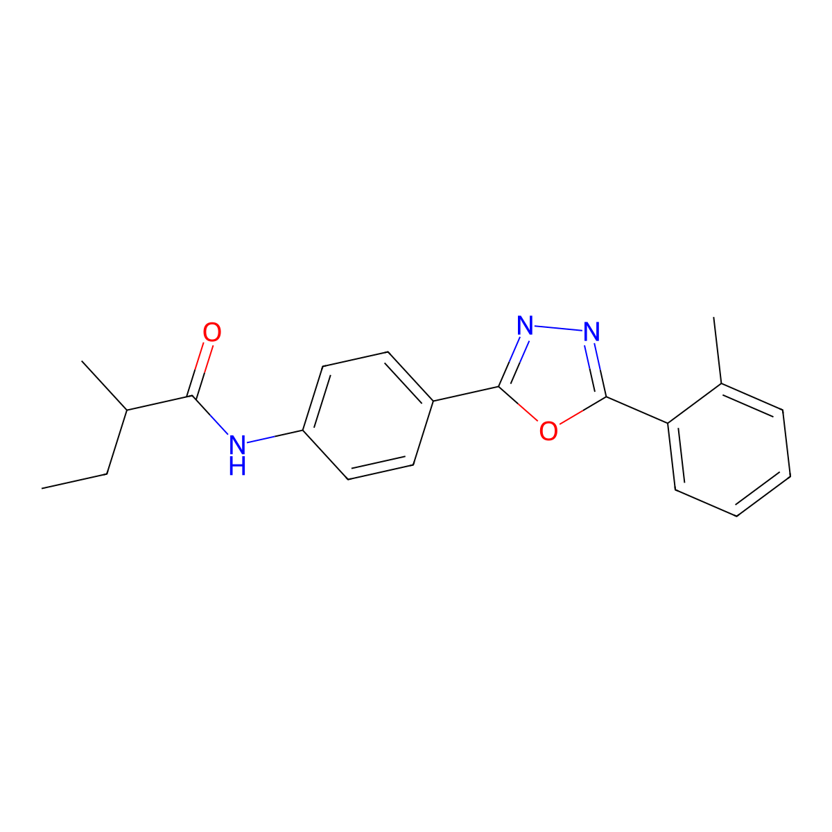 2-methyl-N-[4-[5-(2-methylphenyl)-1,3,4-oxadiazol-2-yl]phenyl]butanamide molecular structure, CAS 847469-48-1