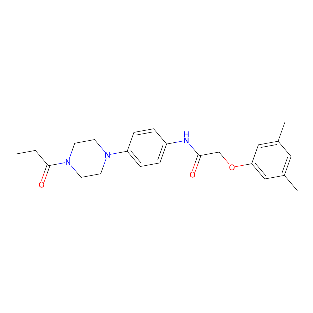 2-(3,5-dimethylphenoxy)-N-[4-(4-propanoylpiperazin-1-yl)phenyl]acetamide molecular structure, CAS 847470-65-9