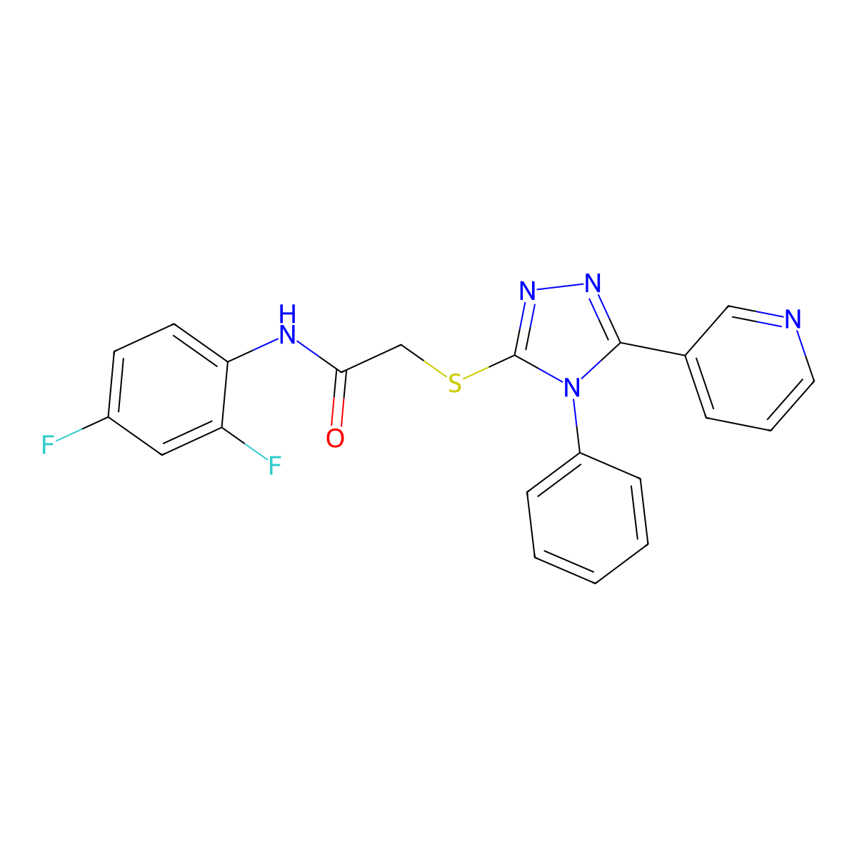 N-(2,4-difluorophenyl)-2-[(4-phenyl-5-pyridin-3-yl-1,2,4-triazol-3-yl)sulfanyl]acetamide molecular structure, CAS 847471-88-9
