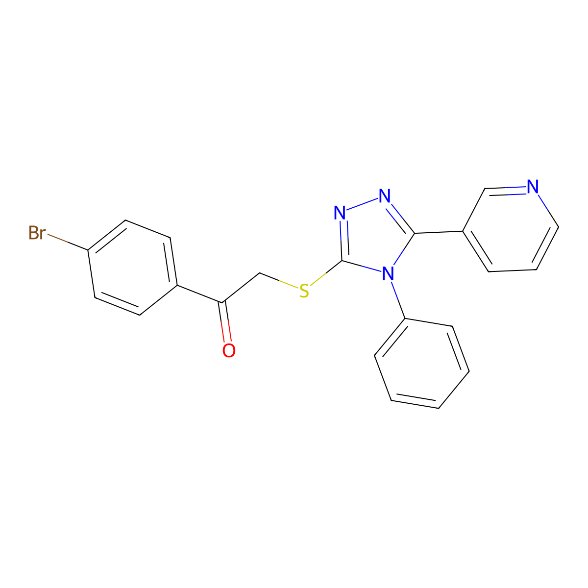 1-(4-bromophenyl)-2-{[4-phenyl-5-(pyridin-3-yl)-4H-1,2,4-triazol-3-yl]sulfanyl}ethan-1-one molecular structure, CAS 847471-94-7