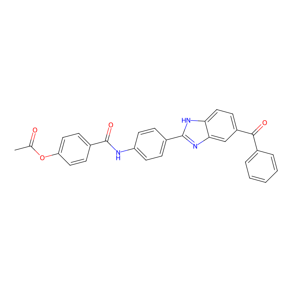 4-({4-[5-(phenylcarbonyl)-1H-benzimidazol-2-yl]phenyl}carbamoyl)phenyl acetate molecular structure, CAS 847472-52-0