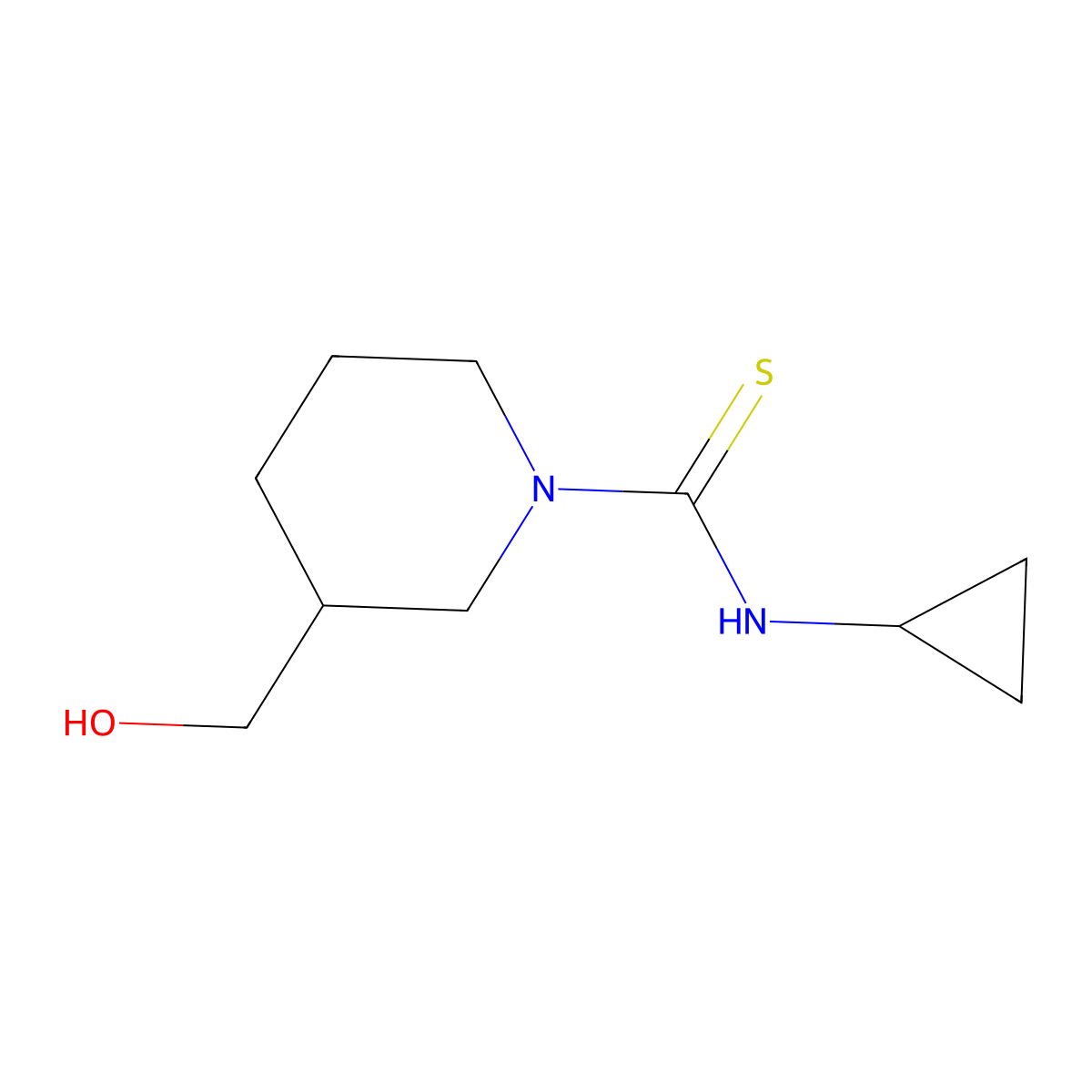 N-cyclopropyl-3-(hydroxymethyl)piperidine-1-carbothioamide molecular structure, CAS 847472-59-7