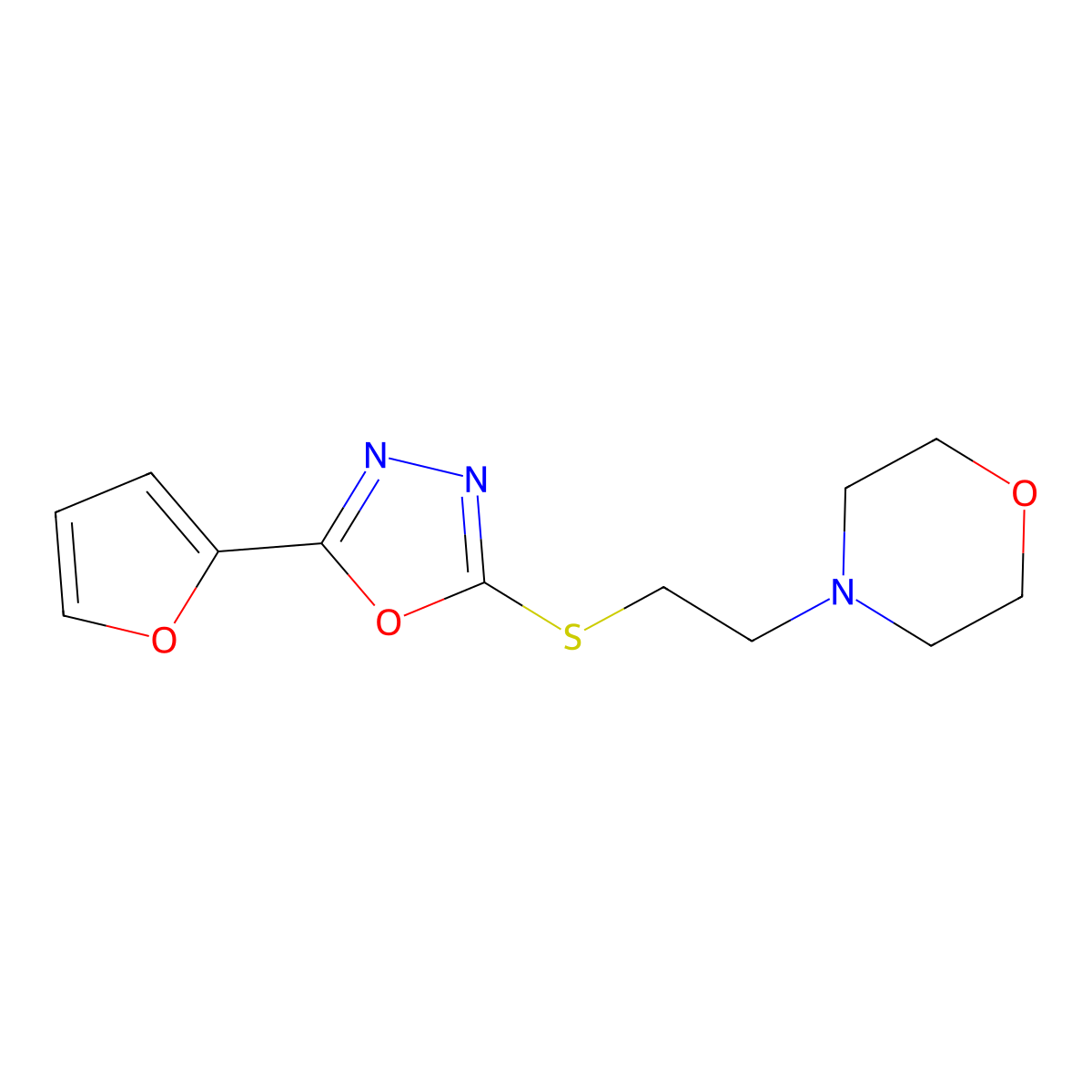5-(2-Furyl)-1,3,4-oxadiazol-2-yl 2-(4-morpholinyl)ethyl sulfide molecular structure, CAS 847472-93-9