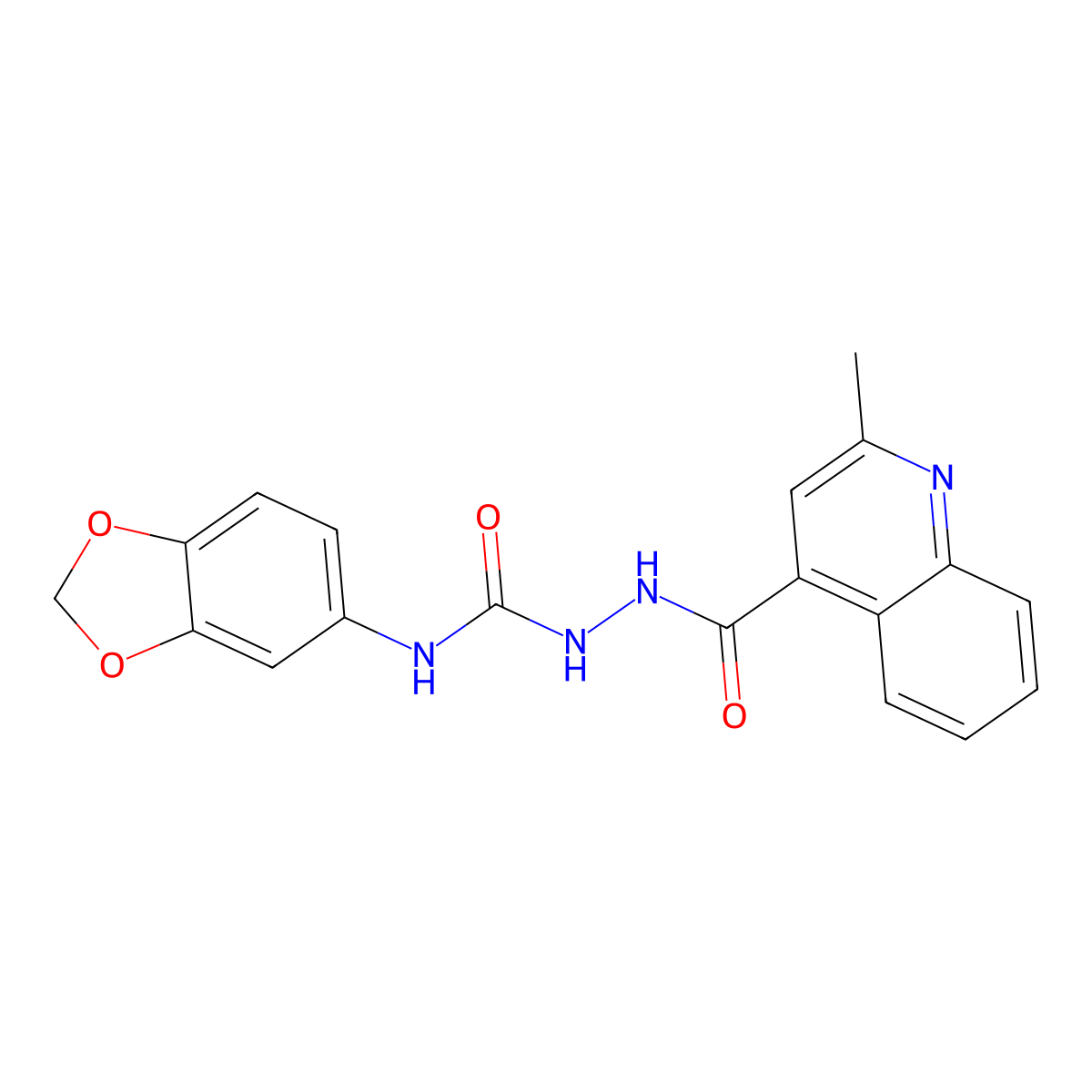 N-(1,3-benzodioxol-5-yl)-2-[(2-methylquinolin-4-yl)carbonyl]hydrazinecarboxamide molecular structure, CAS 847473-01-2