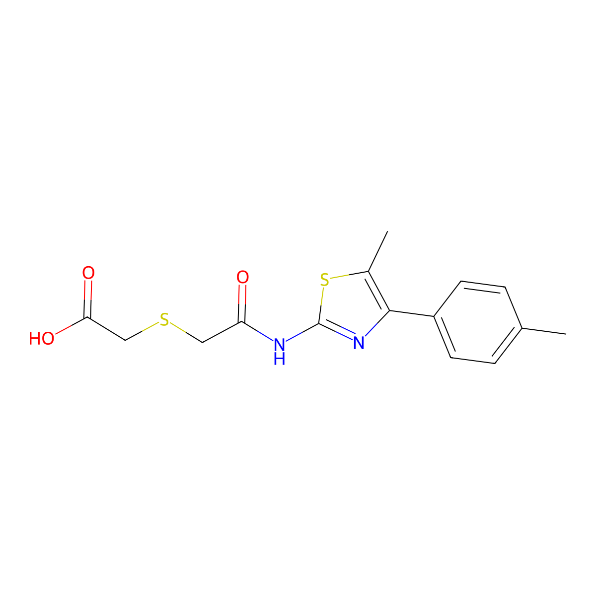 [(2-{[5-Methyl-4-(4-methylphenyl)-1,3-thiazol-2-yl]amino}-2-oxoethyl)sulfanyl]acetic acid molecular structure, CAS 847473-75-0