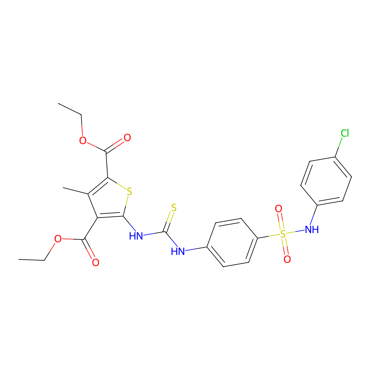 Diethyl 5-[({4-[(4-chlorophenyl)sulfamoyl]phenyl}carbamothioyl)amino]-3-methylthiophene-2,4-dicarboxylate molecular structure, CAS 847473-91-0