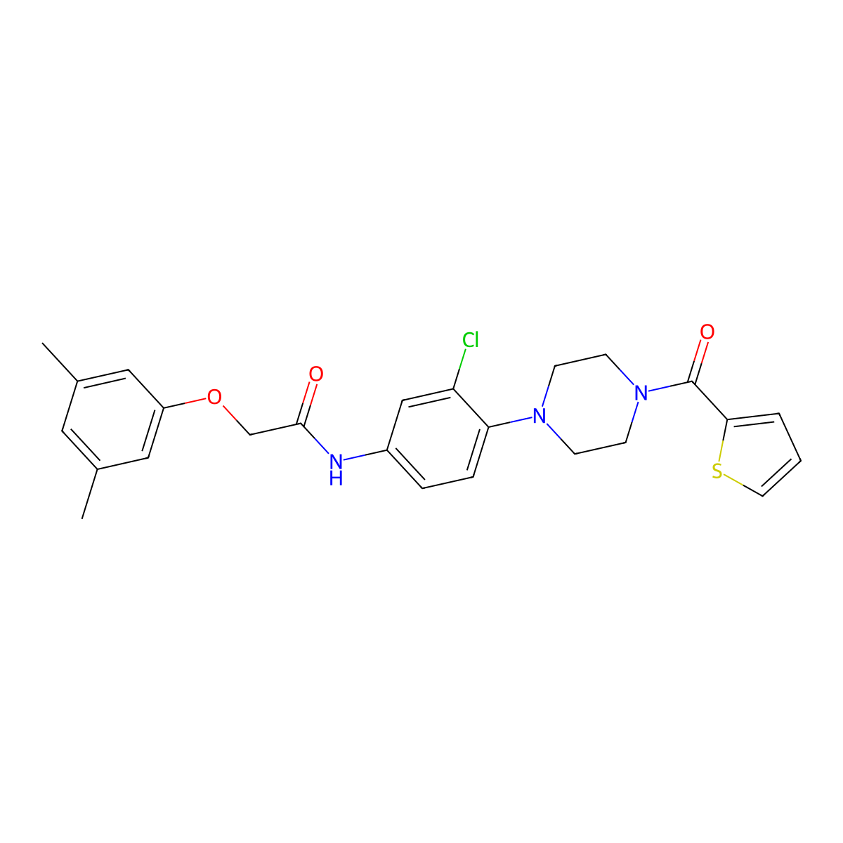 N-[3-chloro-4-[4-(thiophene-2-carbonyl)piperazin-1-yl]phenyl]-2-(3,5-dimethylphenoxy)acetamide molecular structure, CAS 847474-54-8