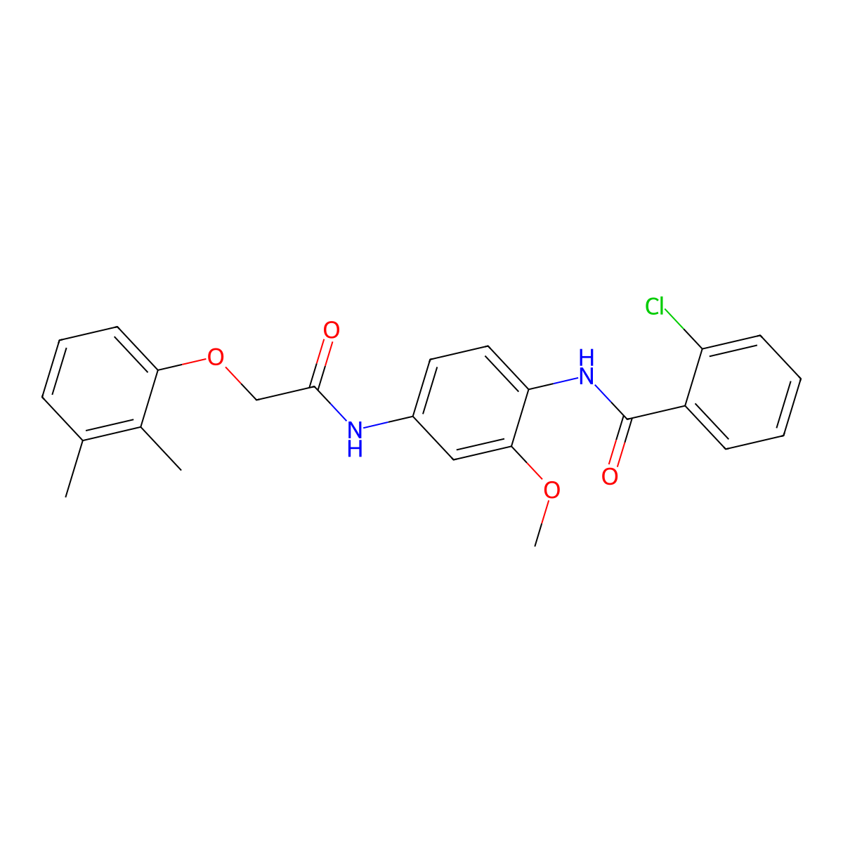 2-chloro-N-[4-[[2-(2,3-dimethylphenoxy)acetyl]amino]-2-methoxyphenyl]benzamide molecular structure, CAS 847474-87-7