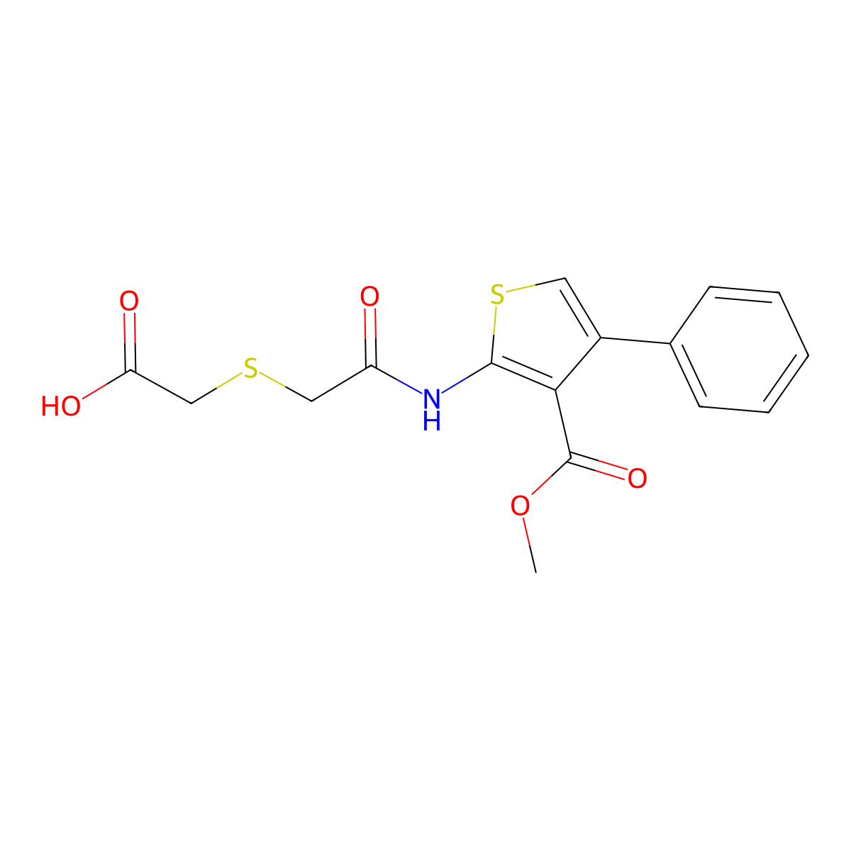 2-({N-[3-(methoxycarbonyl)-4-phenyl-2-thienyl]carbamoyl}methylthio)acetic acid molecular structure, CAS 847475-41-6