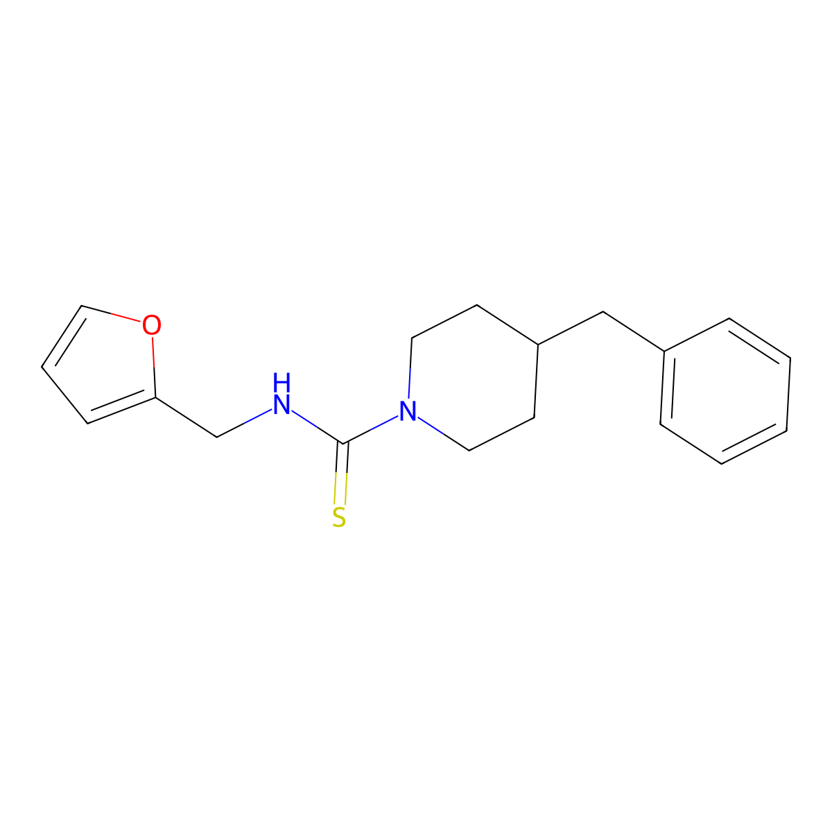4-benzyl-N-(furan-2-ylmethyl)piperidine-1-carbothioamide molecular structure, CAS 847475-43-8
