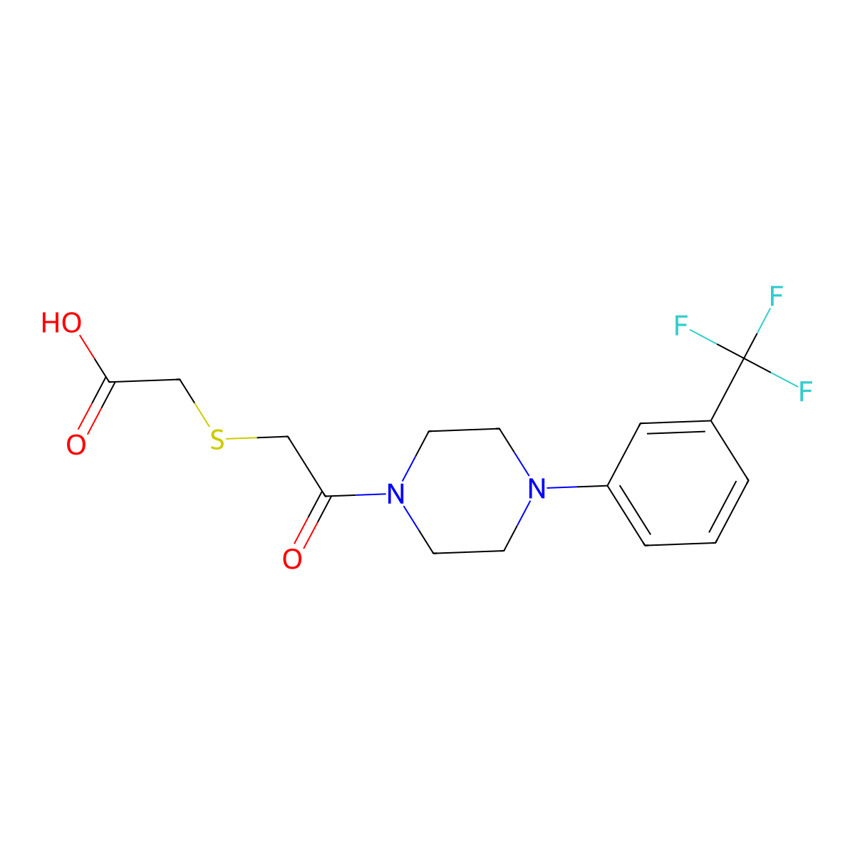 2-(2-Oxo-2-{4-[3-(trifluoromethyl)phenyl]piperazinyl}ethylthio)acetic acid molecular structure, CAS 847475-55-2