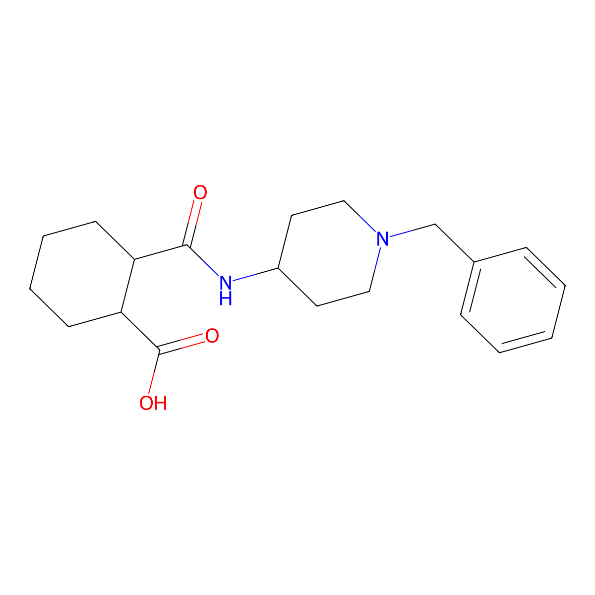 2-{[(1-Benzyl-4-piperidinyl)amino]-carbonyl}cyclohexanecarboxylic acid molecular structure, CAS 847475-59-6