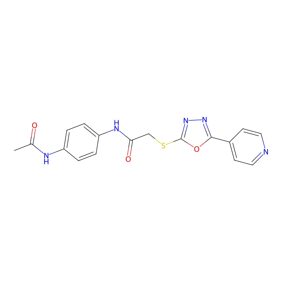 N-(4-acetamidophenyl)-2-((5-(pyridin-4-yl)-1,3,4-oxadiazol-2-yl)thio)acetamide molecular structure, CAS 847475-74-5