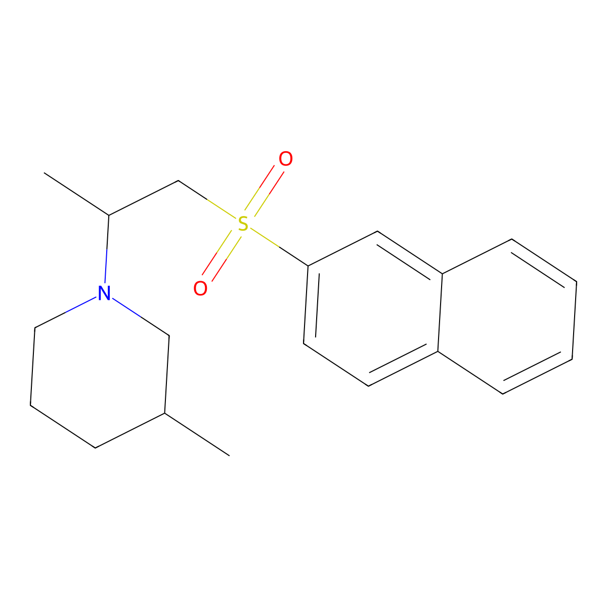3-Methyl-1-(1-naphthalen-2-ylsulfonylpropan-2-yl)piperidine molecular structure, CAS 847475-77-8