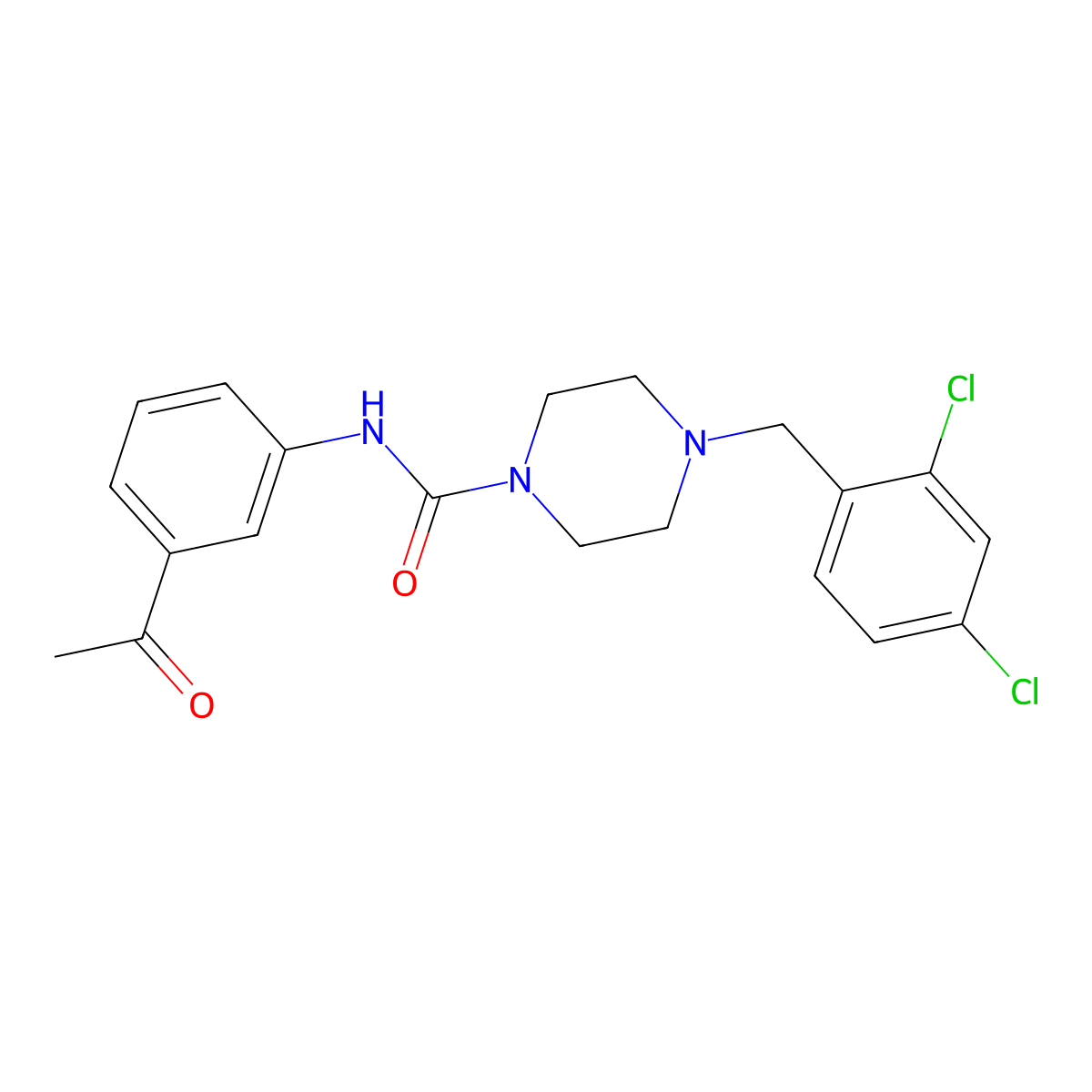 N-(3-acetylphenyl)-4-(2,4-dichlorobenzyl)piperazine-1-carboxamide molecular structure, CAS 847475-84-7