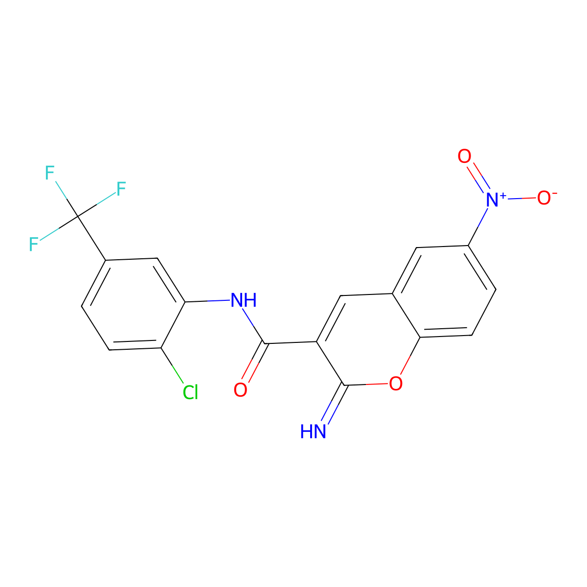 N-[2-chloro-5-(trifluoromethyl)phenyl]-2-imino-6-nitro-2H-chromene-3-carboxamide molecular structure, CAS 847475-93-8