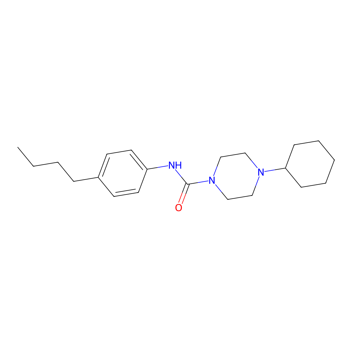 N-(4-butylphenyl)-4-cyclohexylpiperazine-1-carboxamide molecular structure, CAS 847475-98-3