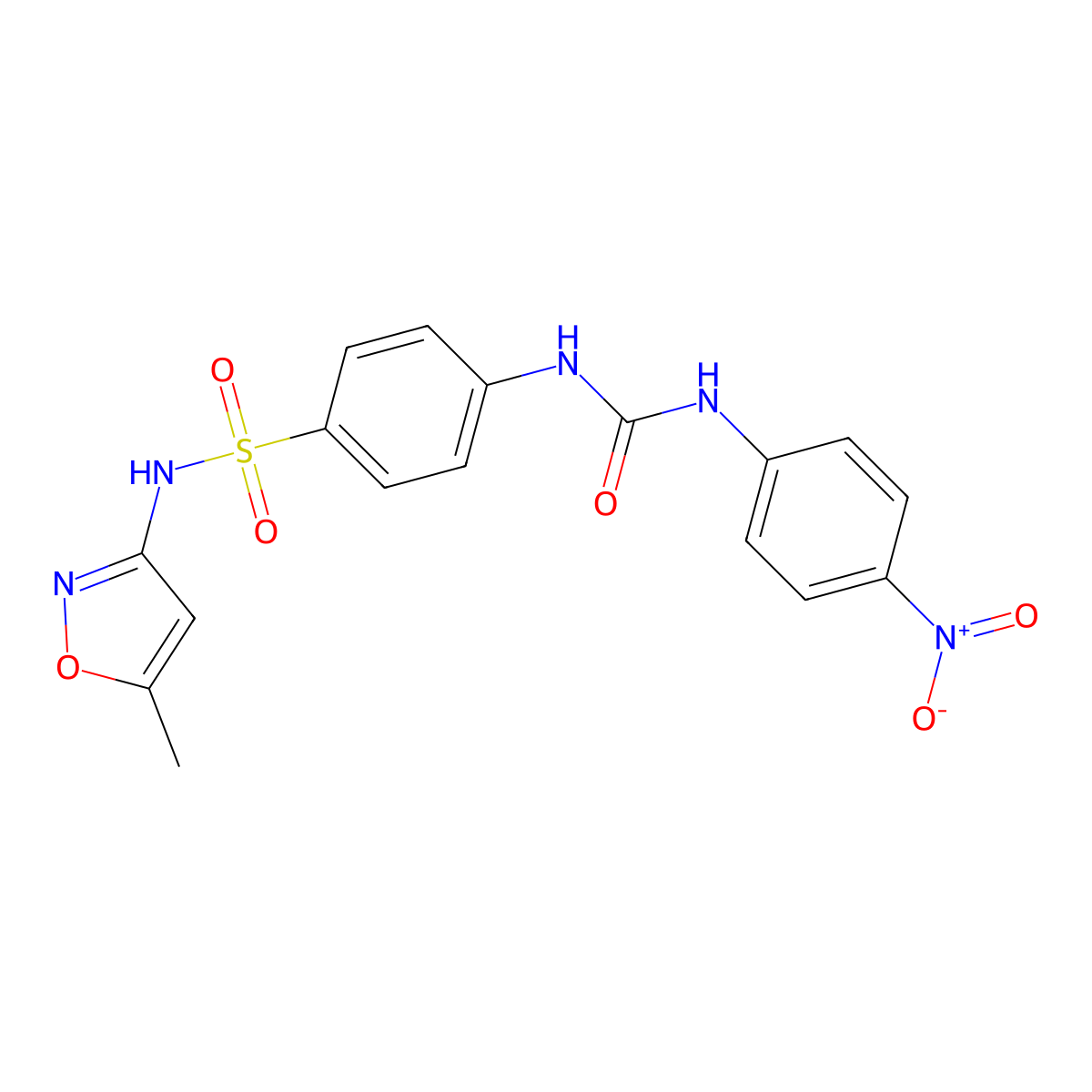 N-(5-methyl-1,2-oxazol-3-yl)-4-{[(4-nitrophenyl)carbamoyl]amino}benzenesulfonamide molecular structure, CAS 847476-06-6