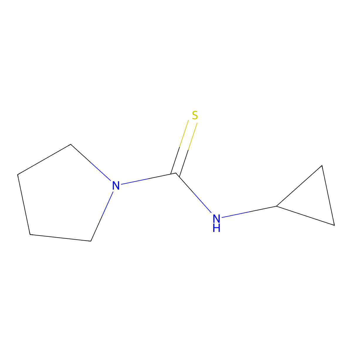 N-cyclopropylpyrrolidine-1-carbothioamide molecular structure, CAS 847476-08-8