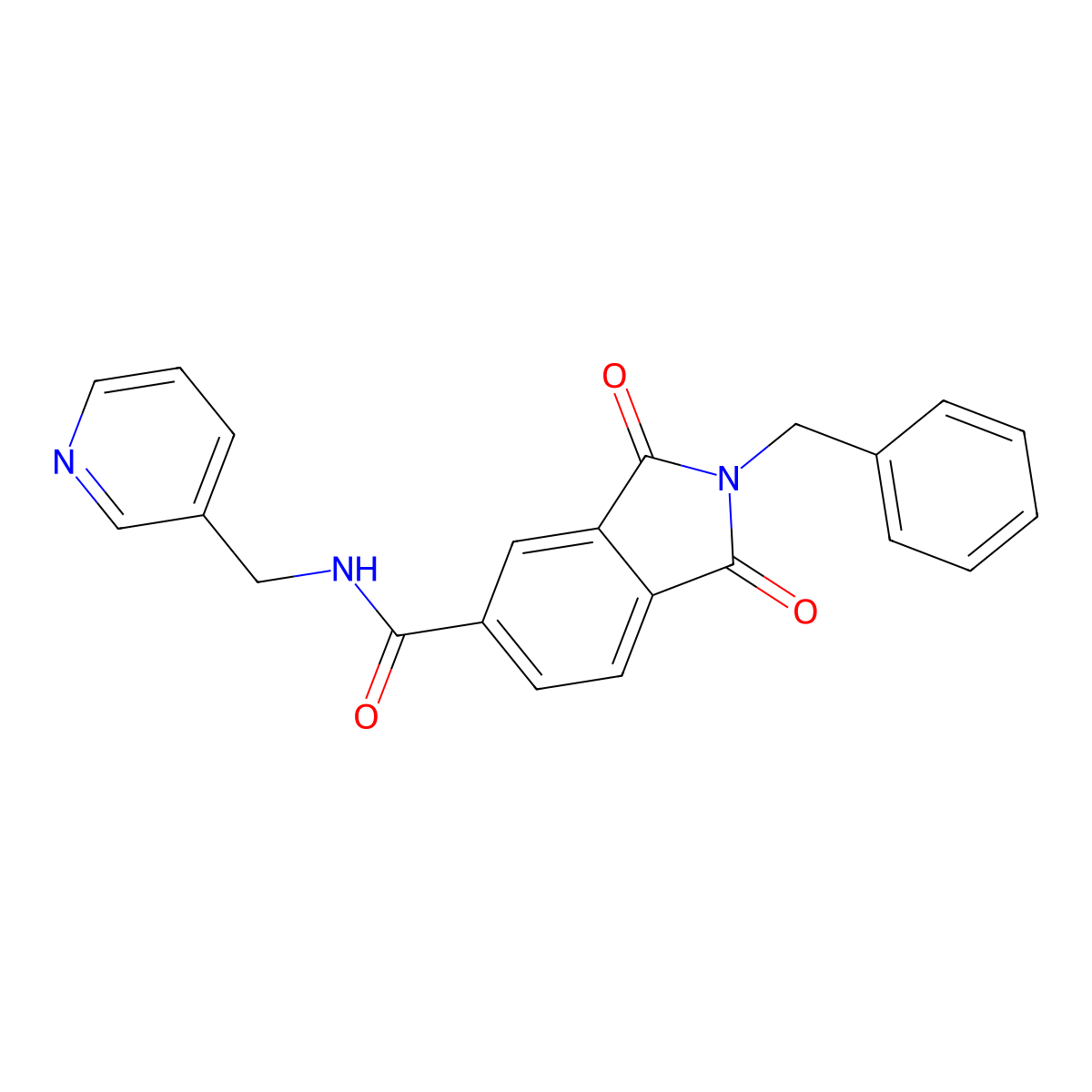2-benzyl-1,3-dioxo-N-(pyridin-3-ylmethyl)isoindole-5-carboxamide molecular structure, CAS 847476-28-2