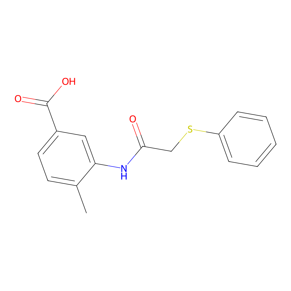 4-Methyl-3-{[(phenylsulfanyl)acetyl]amino}benzoic acid molecular structure, CAS 847476-38-4