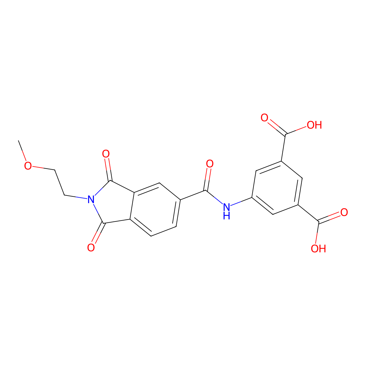 5-({[2-(2-methoxyethyl)-1,3-dioxo-2,3-dihydro-1H-isoindol-5-yl]carbonyl}amino)benzene-1,3-dicarboxylic acid molecular structure, CAS 847476-71-5