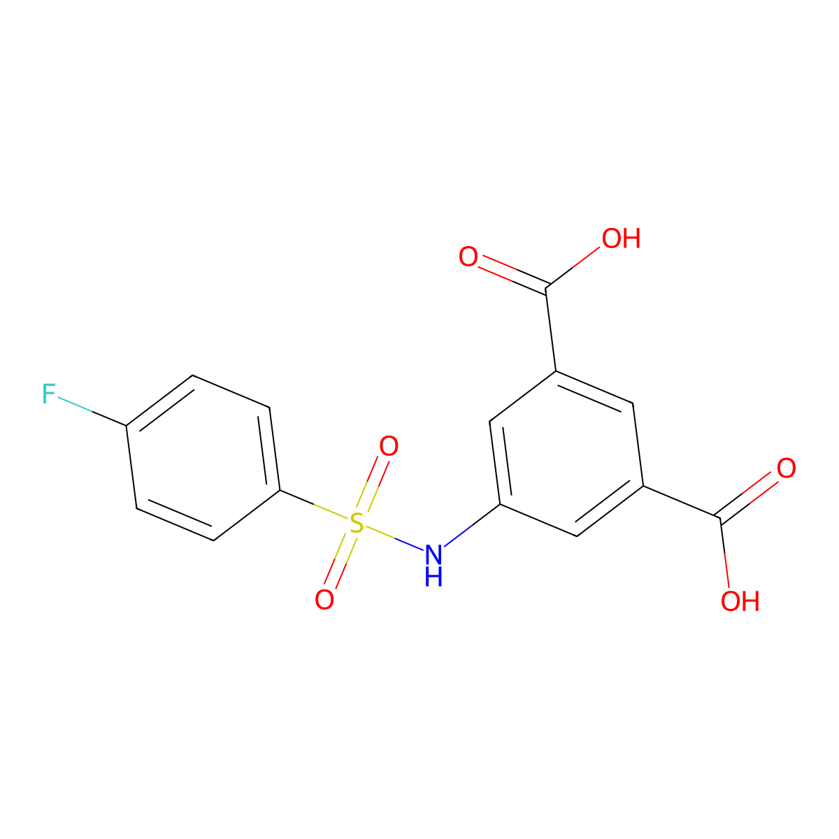5-{[(4-Fluorophenyl)sulfonyl]amino}benzene-1,3-dicarboxylic acid molecular structure, CAS 847476-88-4