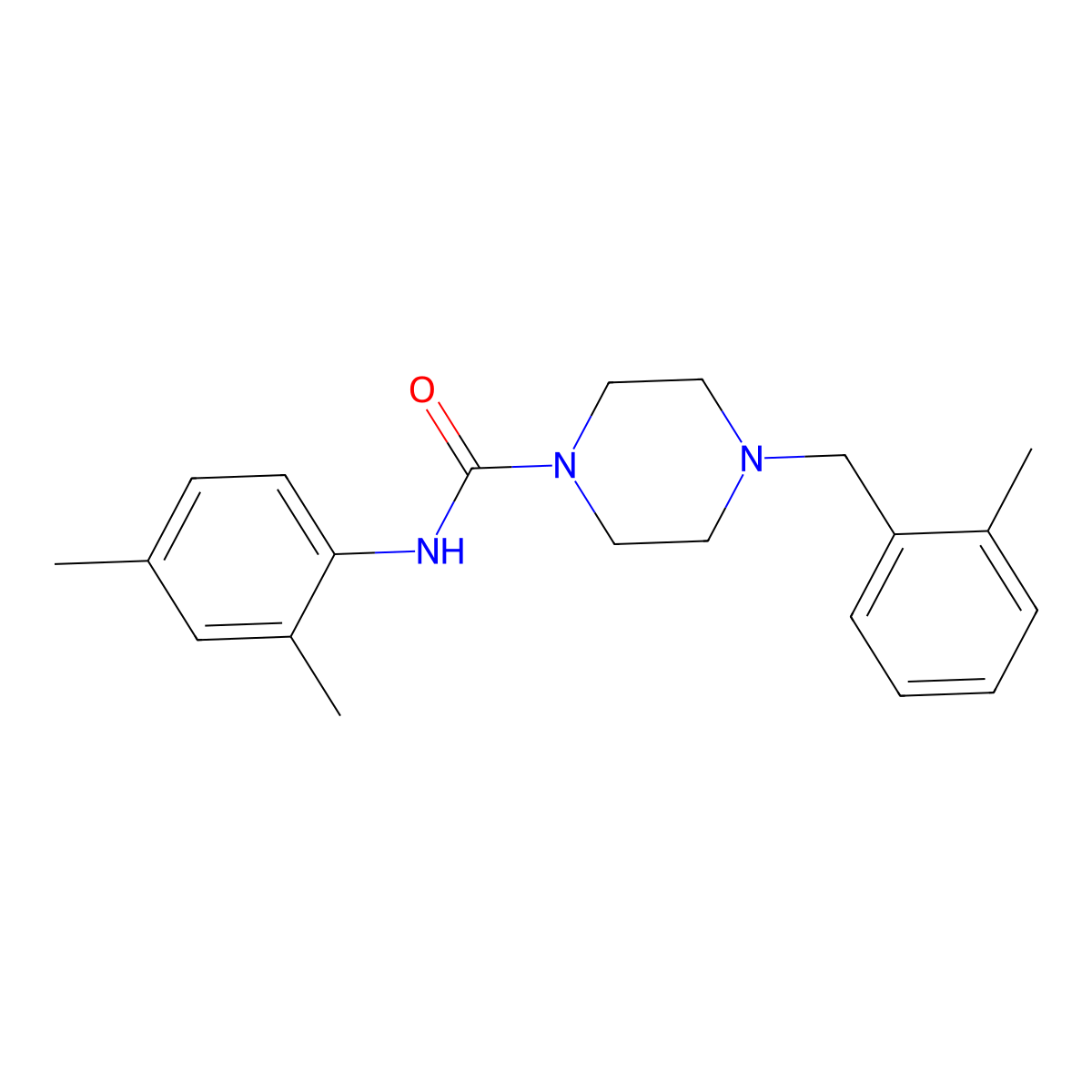 N-(2,4-dimethylphenyl)-4-(2-methylbenzyl)piperazine-1-carboxamide molecular structure, CAS 847477-38-7