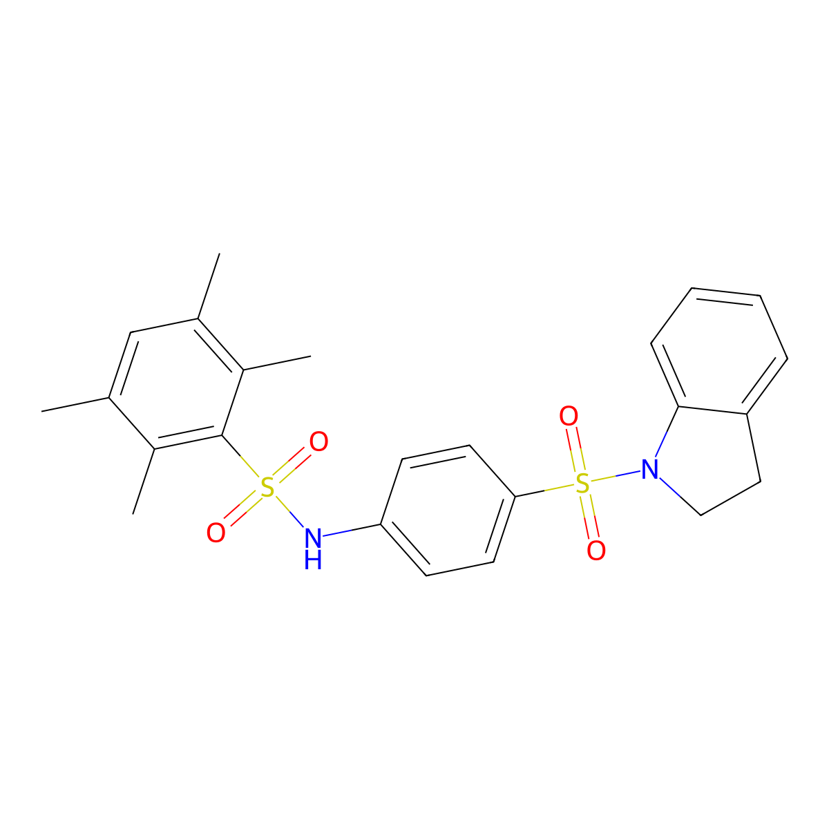 [4-(Indolinylsulfonyl)phenyl][(2,3,5,6-tetramethylphenyl)sulfonyl]amine molecular structure, CAS 847477-42-3