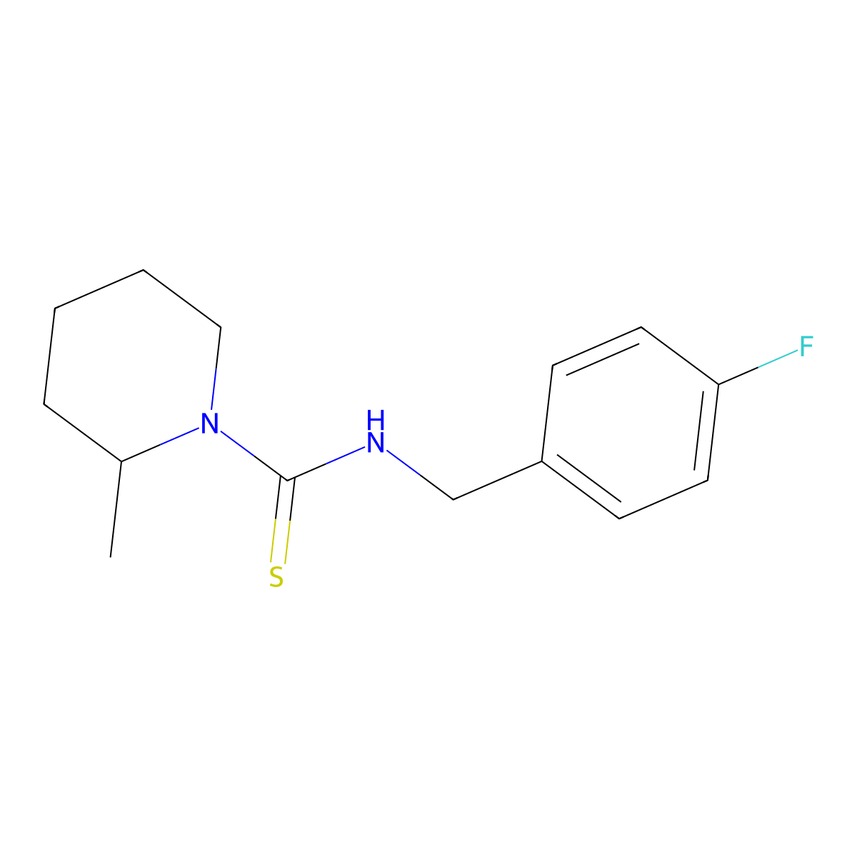 N-(4-fluorobenzyl)-2-methylpiperidine-1-carbothioamide molecular structure, CAS 847477-48-9