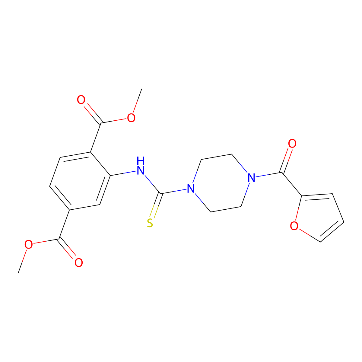Dimethyl 2-({[4-(2-furoyl)piperazin-1-yl]carbonothioyl}amino)terephthalate molecular structure, CAS 847477-79-6