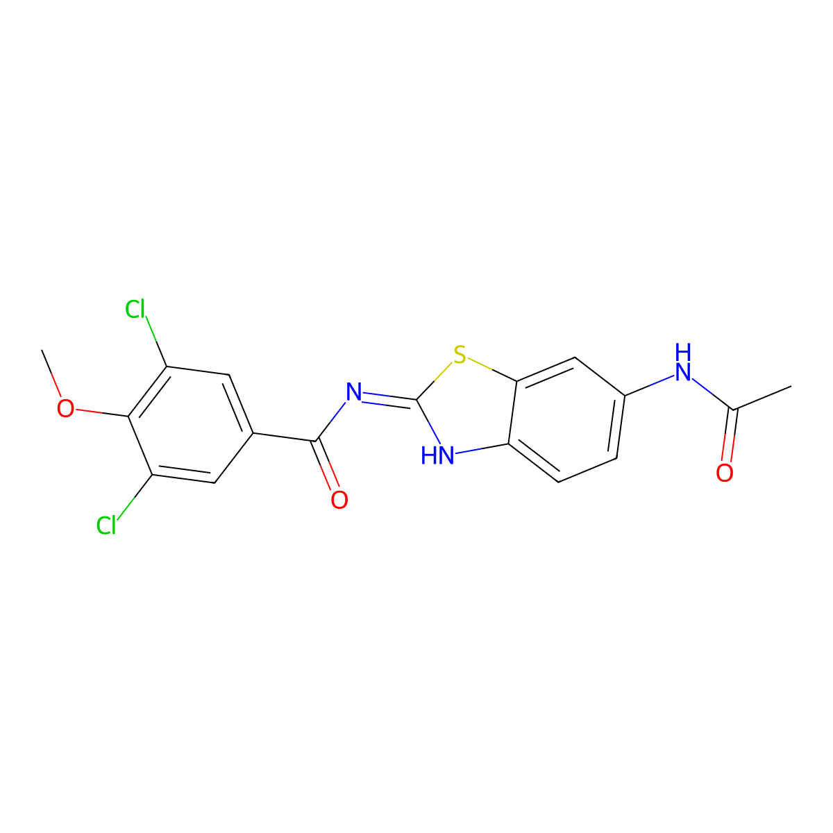 N-(6-acetamido-1,3-benzothiazol-2-yl)-3,5-dichloro-4-methoxybenzamide molecular structure, CAS 847477-81-0