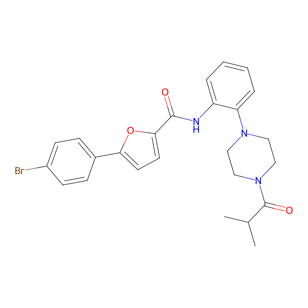 5-(4-bromophenyl)-N-[2-[4-(2-methylpropanoyl)piperazin-1-yl]phenyl]furan-2-carboxamide molecular structure, CAS 847478-19-7
