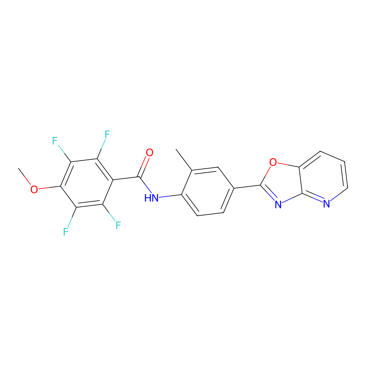 2,3,5,6-tetrafluoro-4-methoxy-N-[2-methyl-4-([1,3]oxazolo[4,5-b]pyridin-2-yl)phenyl]benzamide molecular structure, CAS 847478-44-8