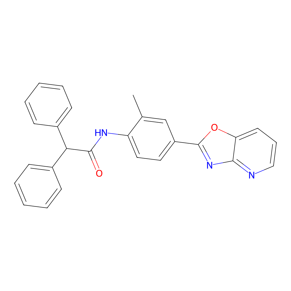 N-[2-methyl-4-([1,3]oxazolo[4,5-b]pyridin-2-yl)phenyl]-2,2-diphenylacetamide molecular structure, CAS 847478-47-1