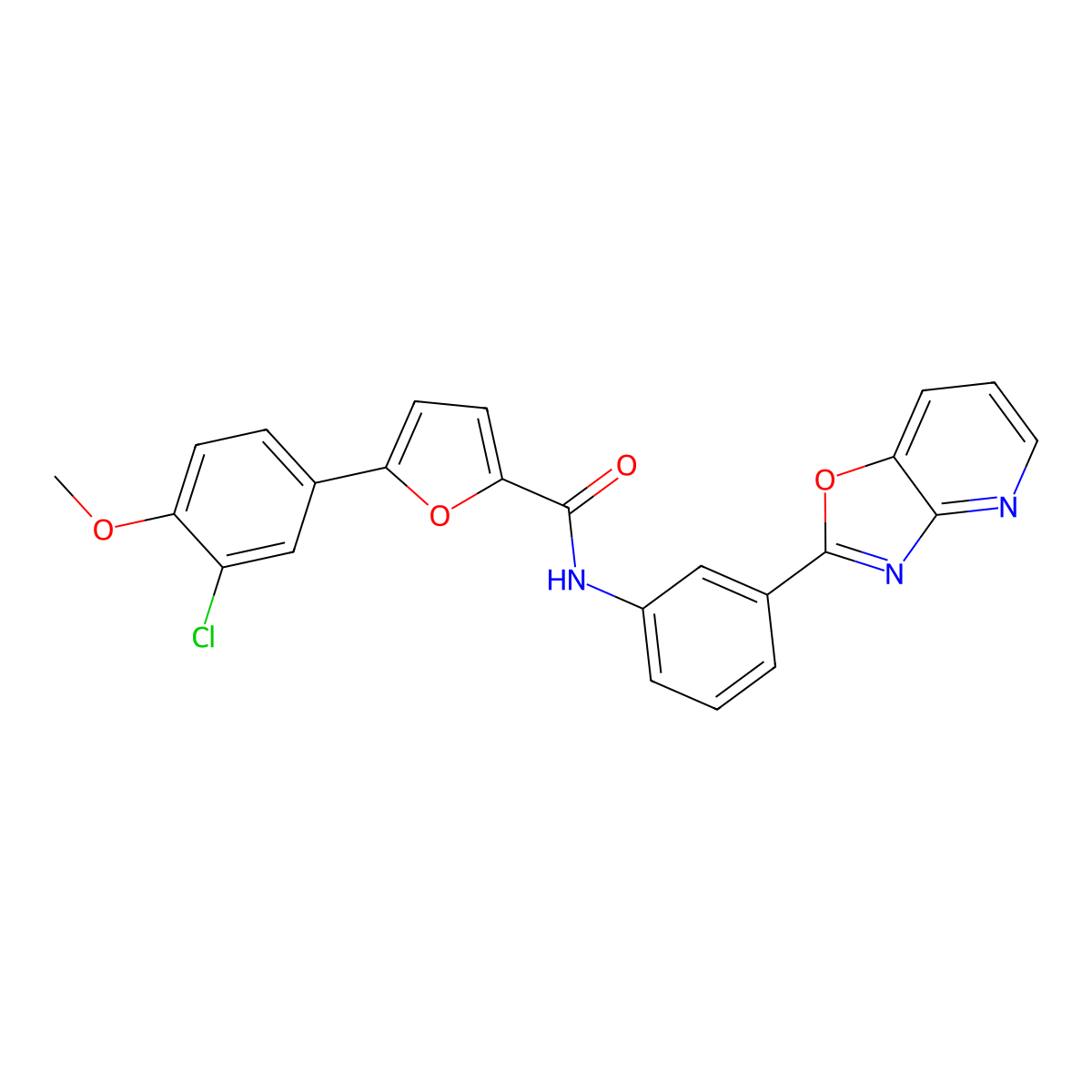5-(3-chloro-4-methoxyphenyl)-N-(3-[1,3]oxazolo[4,5-b]pyridin-2-ylphenyl)-2-furamide molecular structure, CAS 847478-51-7