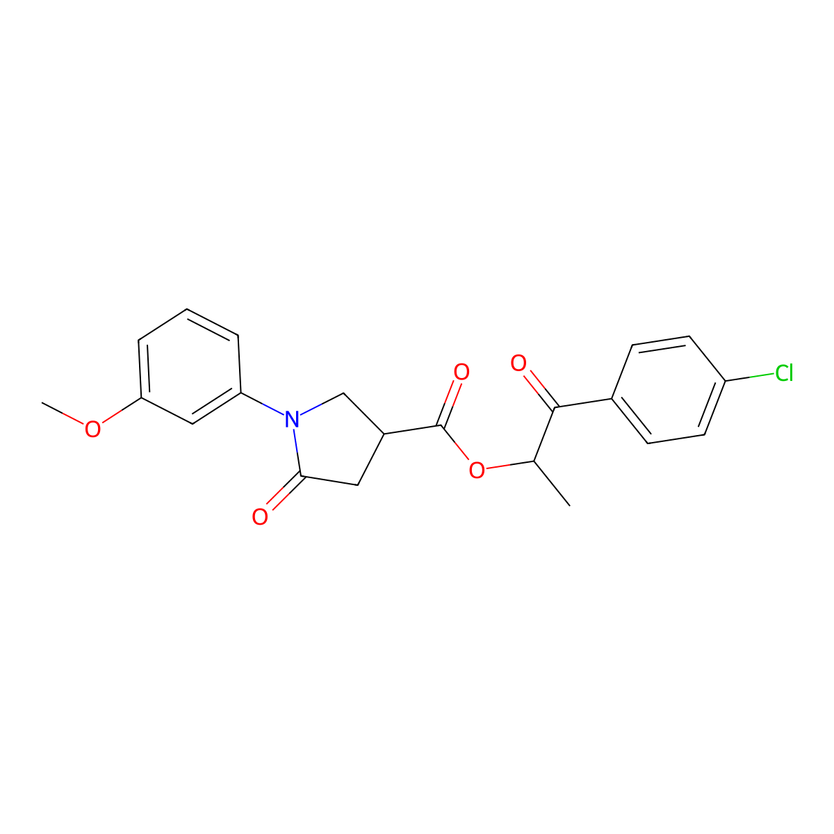 1-(4-Chlorophenyl)-1-oxopropan-2-yl 1-(3-methoxyphenyl)-5-oxopyrrolidine-3-carboxylate molecular structure, CAS 847478-70-0