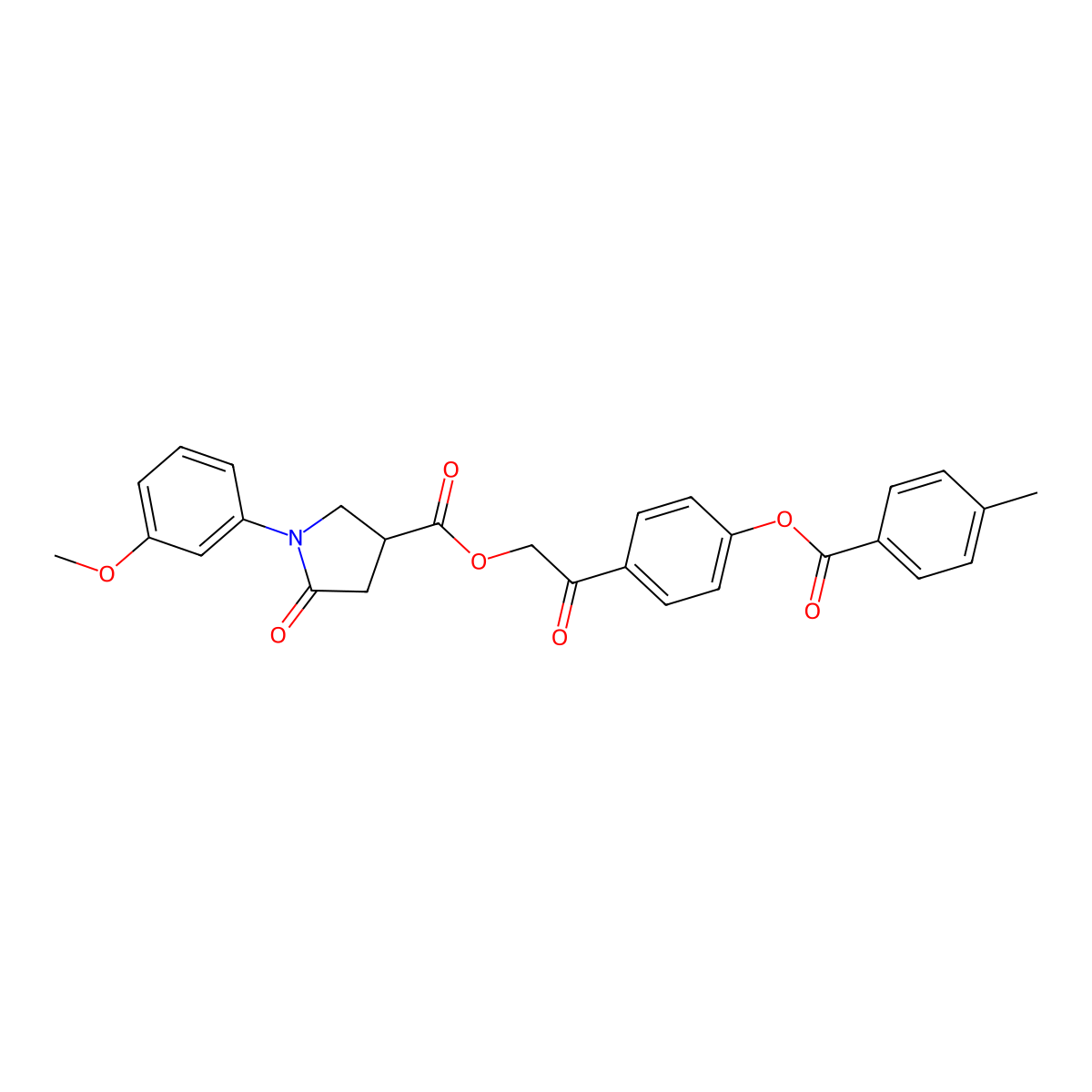 2-{4-[(4-Methylbenzoyl)oxy]phenyl}-2-oxoethyl 1-(3-methoxyphenyl)-5-oxo-3-pyrrolidinecarboxylate molecular structure, CAS 847478-74-4