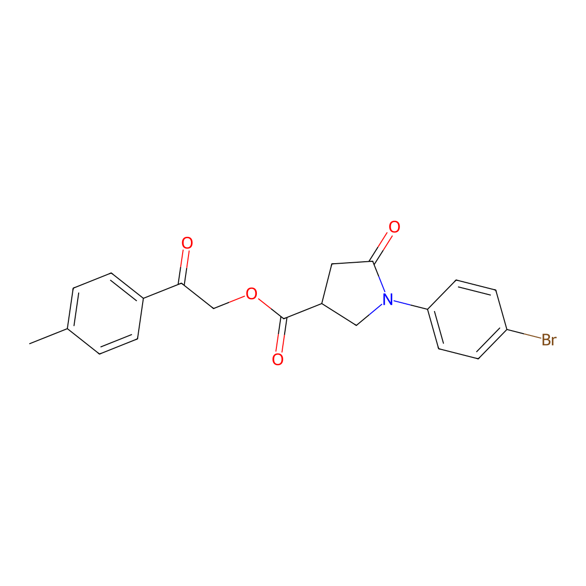 2-(4-Methylphenyl)-2-oxoethyl 1-(4-bromophenyl)-5-oxo-3-pyrrolidinecarboxylate molecular structure, CAS 847478-76-6