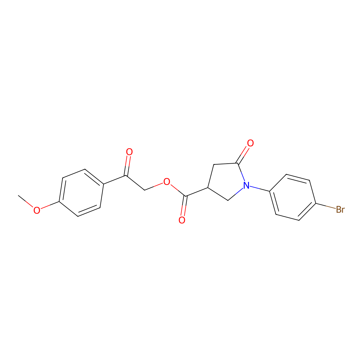 2-(4-Methoxyphenyl)-2-oxoethyl 1-(4-bromophenyl)-5-oxo-3-pyrrolidinecarboxylate molecular structure, CAS 847478-78-8