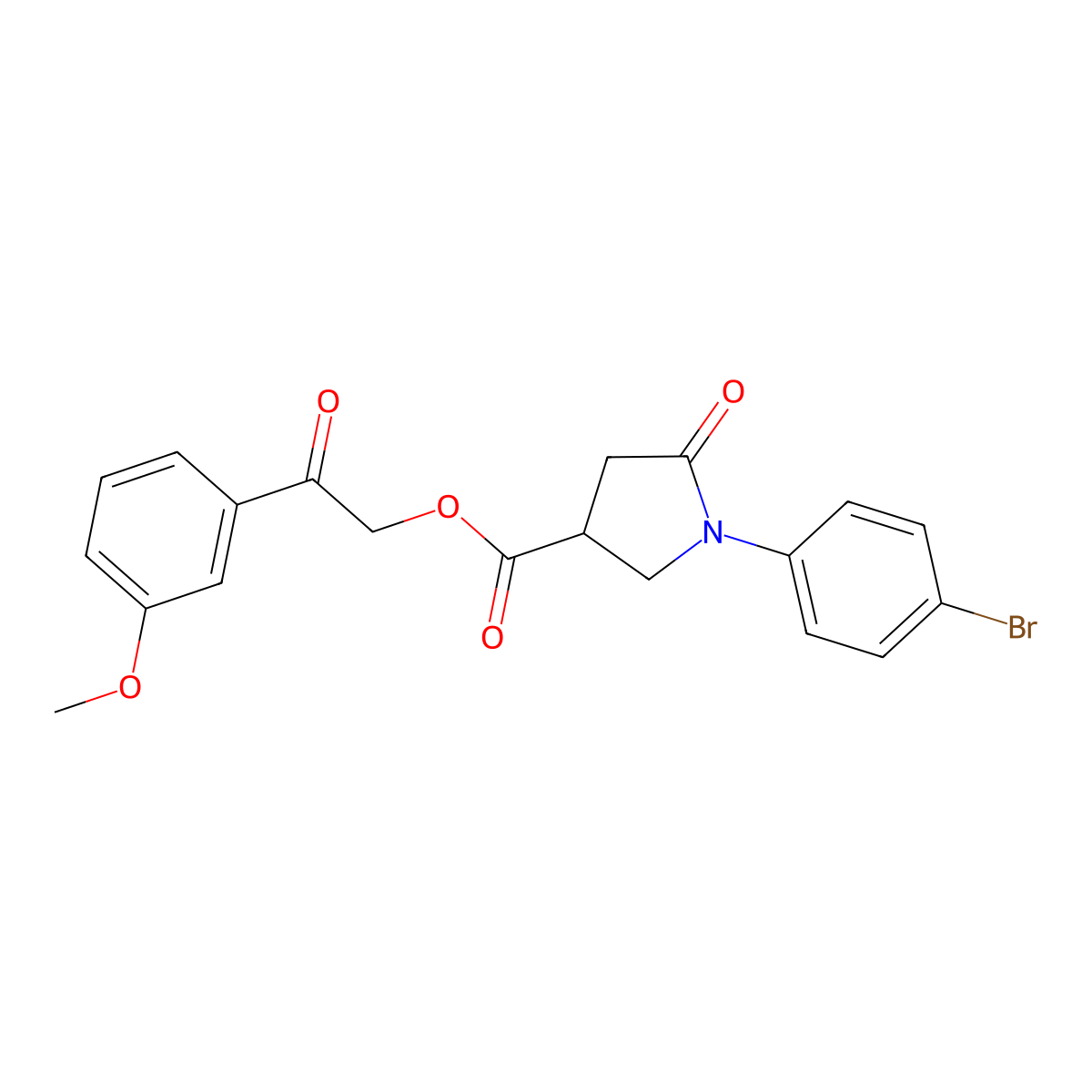 2-(3-Methoxyphenyl)-2-oxoethyl 1-(4-bromophenyl)-5-oxo-3-pyrrolidinecarboxylate molecular structure, CAS 847478-80-2