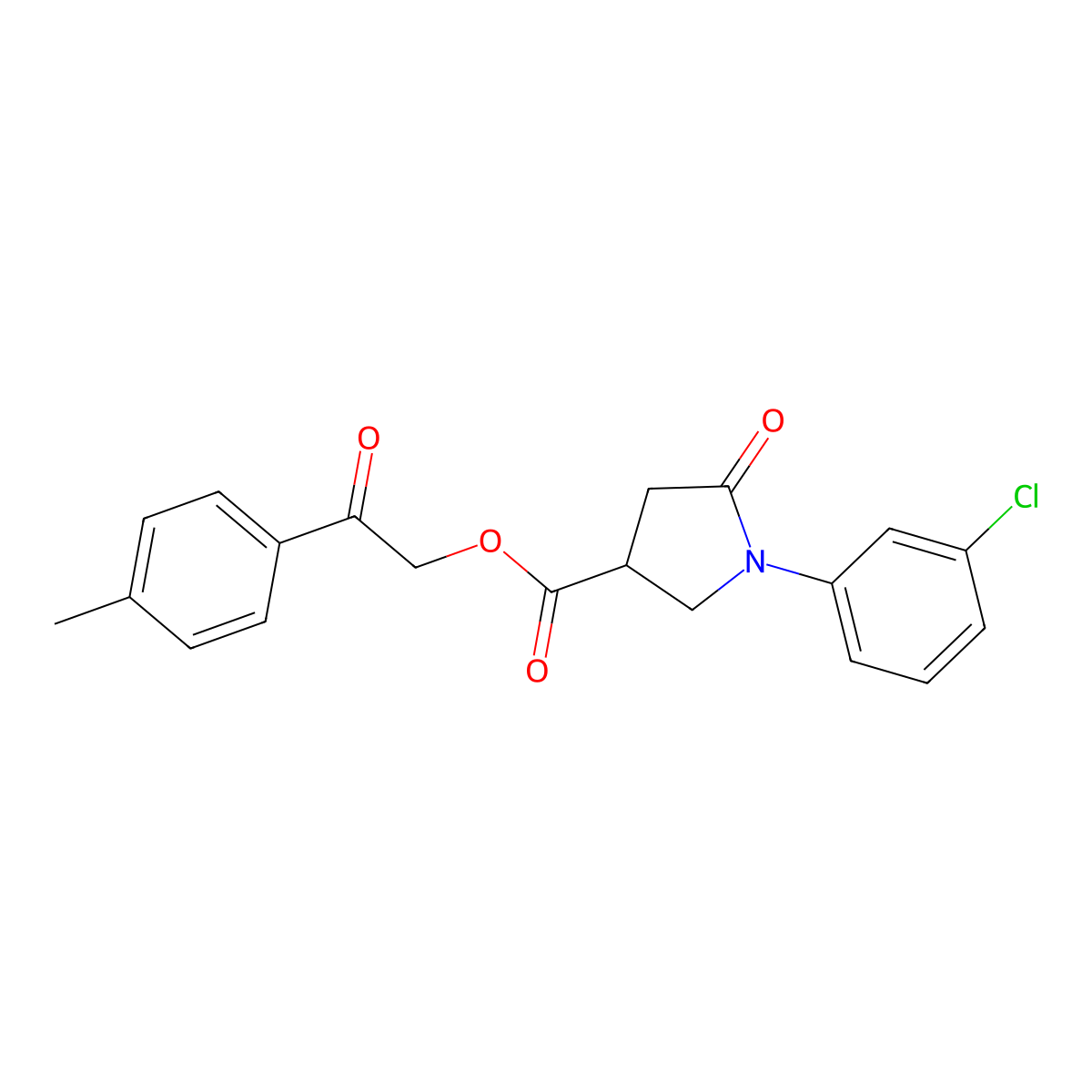 2-(4-Methylphenyl)-2-oxoethyl 1-(3-chlorophenyl)-5-oxo-3-pyrrolidinecarboxylate molecular structure, CAS 847478-96-0