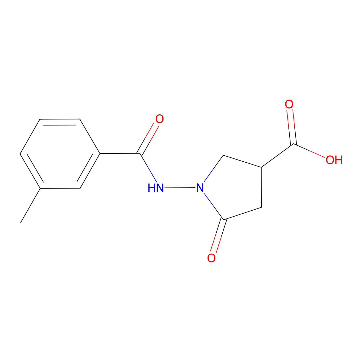 1-{[(3-Methylphenyl)carbonyl]amino}-5-oxopyrrolidine-3-carboxylic acid molecular structure, CAS 847479-30-5