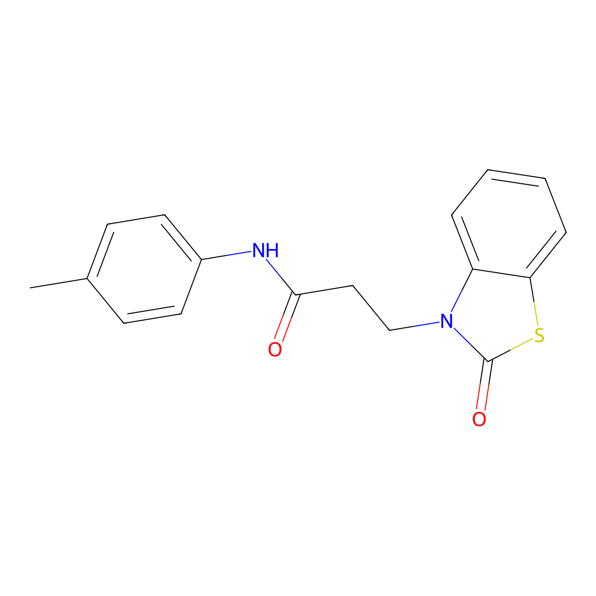 N-(4-methylphenyl)-3-(2-oxo-1,3-benzothiazol-3-yl)propanamide molecular structure, CAS 847480-22-2